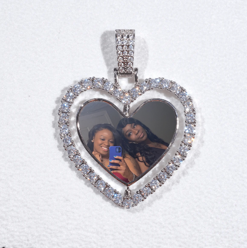 3D Spinning 2-Faced Heart Custom Picture Pendant