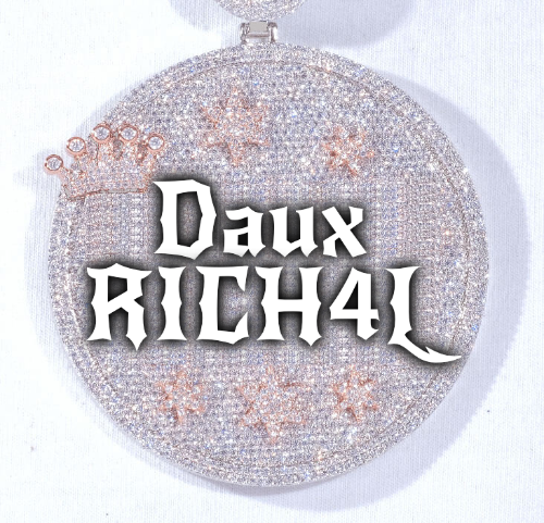 CUSTOM LETTER NECKLACE 3D BIG CROWN DISC