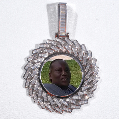 Large 3D Baguette Custom Picture Pendant