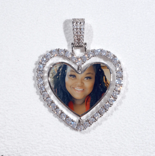 3D Spinning 2-Faced Heart Custom Picture Pendant