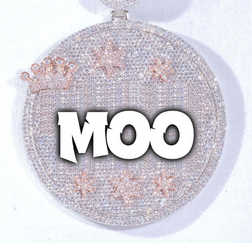 CUSTOM LETTER NECKLACE 3D BIG CROWN DISC