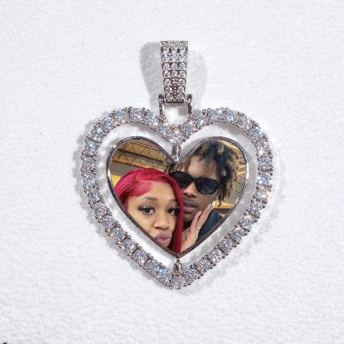 3D Spinning 2-Faced Heart Custom Picture Pendant