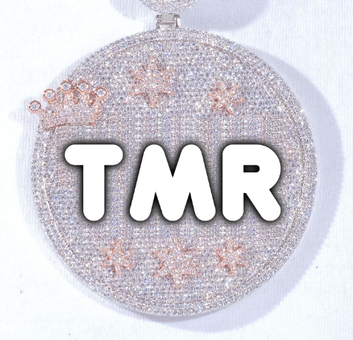 CUSTOM LETTER NECKLACE 3D BIG CROWN DISC