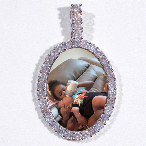 Large 3D Oval Custom Picture Pendant
