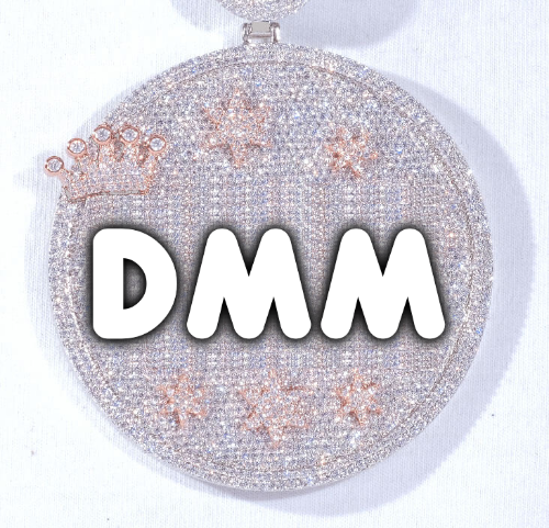 CUSTOM LETTER NECKLACE 3D BIG CROWN DISC
