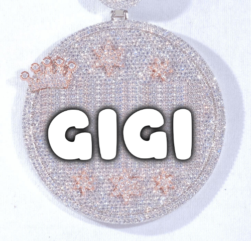 CUSTOM LETTER NECKLACE 3D BIG CROWN DISC