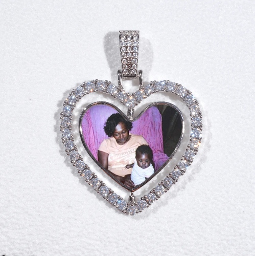 3D Spinning 2-Faced Heart Custom Picture Pendant