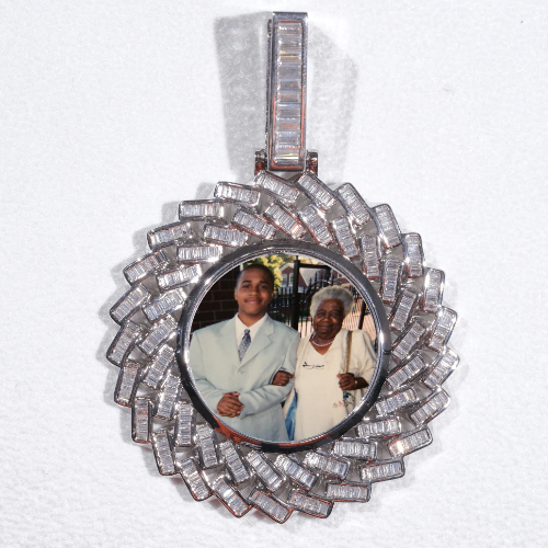 Large 3D Baguette Custom Picture Pendant