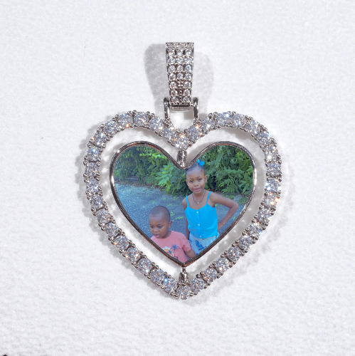 3D Spinning 2-Faced Heart Custom Picture Pendant