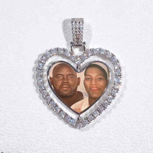 3D Spinning 2-Faced Heart Custom Picture Pendant
