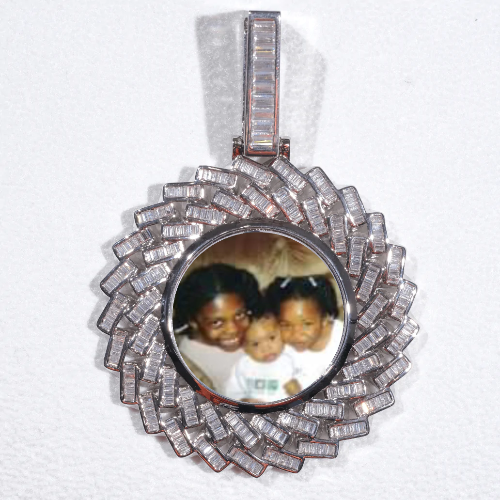 Large 3D Baguette Custom Picture Pendant