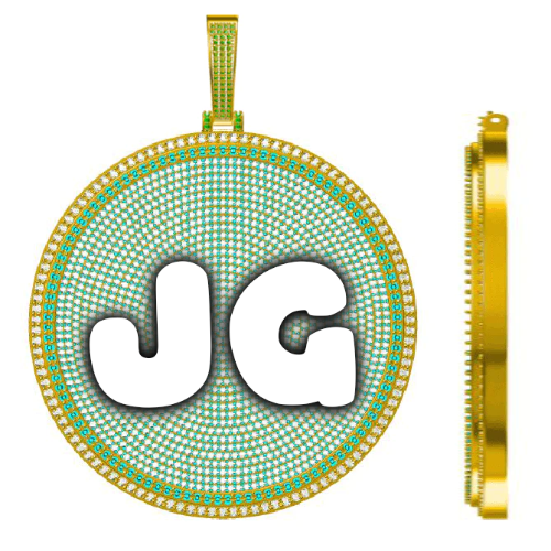CUSTOM LETTER NECKLACE 3D BIG DISC