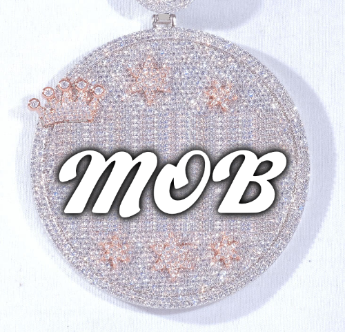 CUSTOM LETTER NECKLACE 3D BIG CROWN DISC