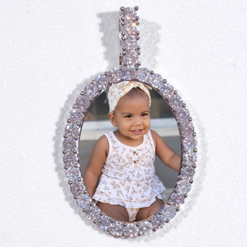 Large 3D Oval Custom Picture Pendant