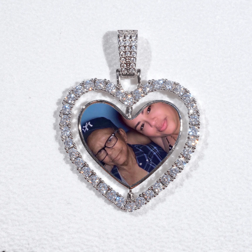3D Spinning 2-Faced Heart Custom Picture Pendant