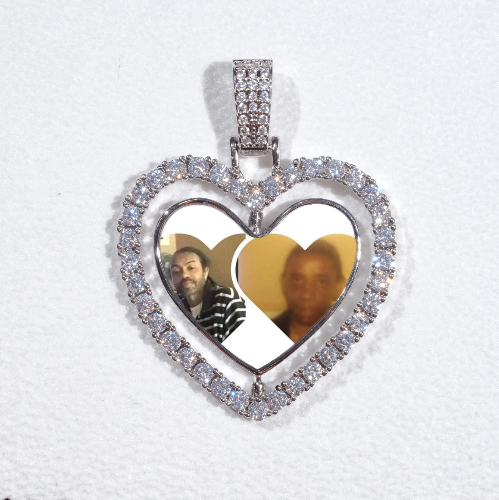 3D Spinning 2-Faced Heart Custom Picture Pendant