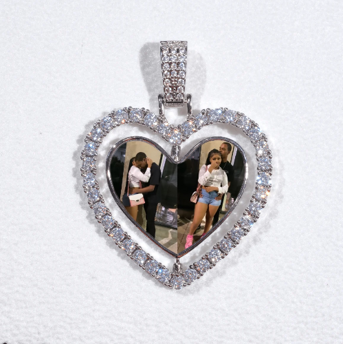 3D Spinning 2-Faced Heart Custom Picture Pendant