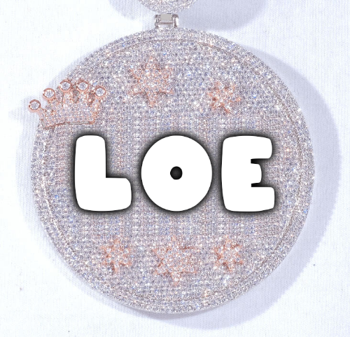 CUSTOM LETTER NECKLACE 3D BIG CROWN DISC