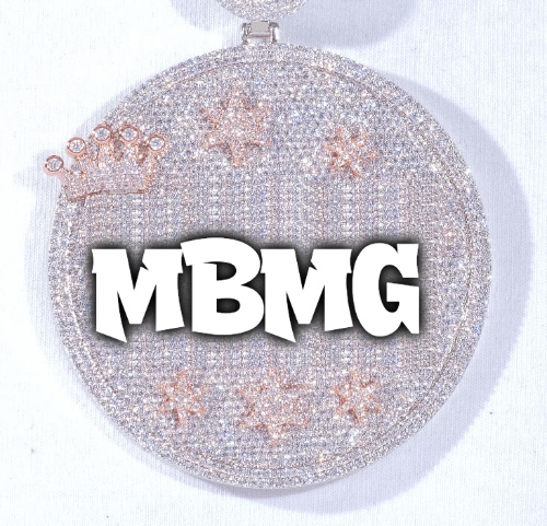 CUSTOM LETTER NECKLACE 3D BIG CROWN DISC