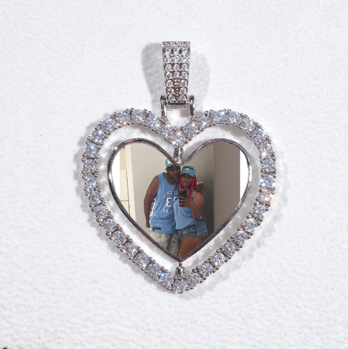 3D Spinning 2-Faced Heart Custom Picture Pendant