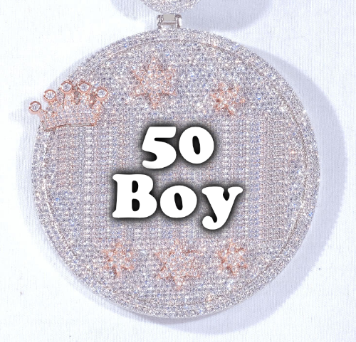 CUSTOM LETTER NECKLACE 3D BIG CROWN DISC