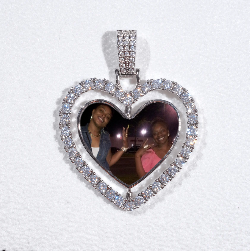 3D Spinning 2-Faced Heart Custom Picture Pendant