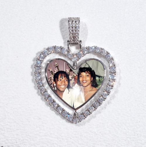 3D Spinning 2-Faced Heart Custom Picture Pendant