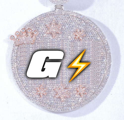 CUSTOM LETTER NECKLACE 3D BIG CROWN DISC