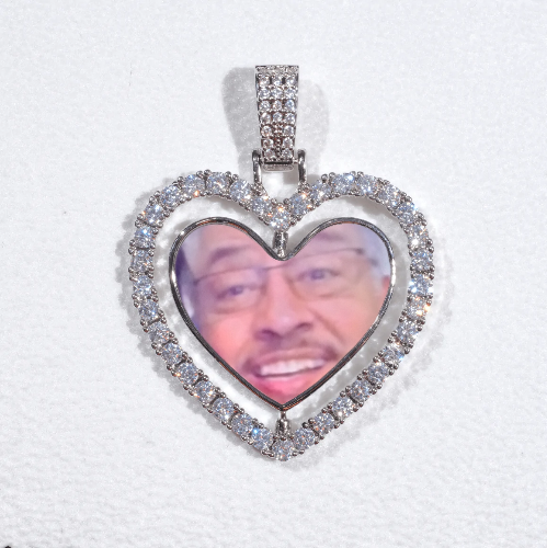 3D Spinning 2-Faced Heart Custom Picture Pendant