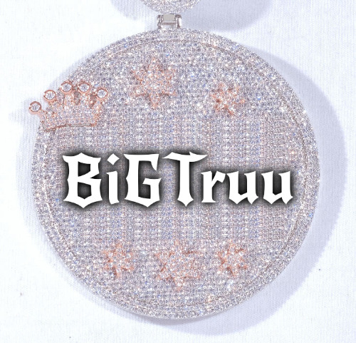 CUSTOM LETTER NECKLACE 3D BIG CROWN DISC