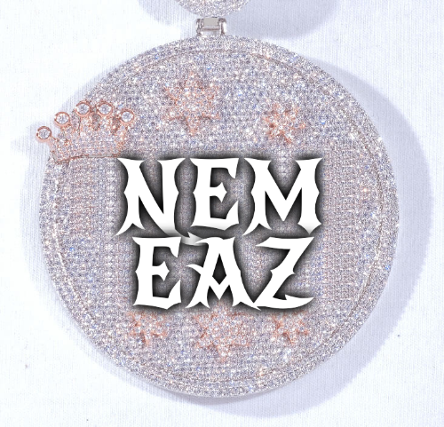 CUSTOM LETTER NECKLACE 3D BIG CROWN DISC