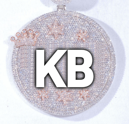 CUSTOM LETTER NECKLACE 3D BIG CROWN DISC