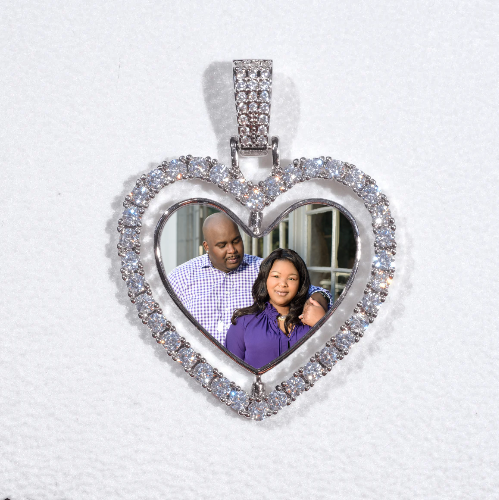 3D Spinning 2-Faced Heart Custom Picture Pendant