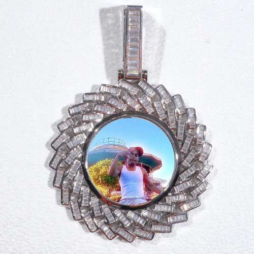 Large 3D Baguette Custom Picture Pendant