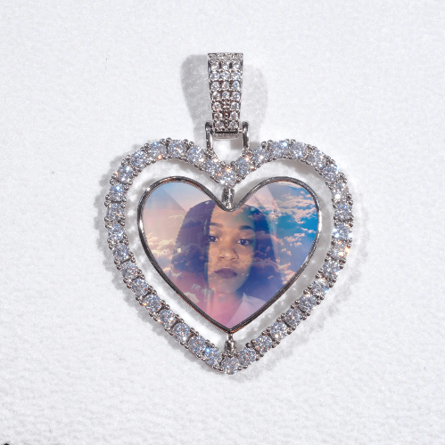 3D Spinning 2-Faced Heart Custom Picture Pendant