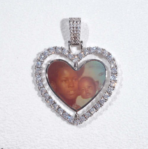 3D Spinning 2-Faced Heart Custom Picture Pendant
