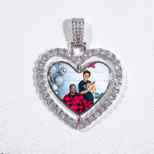 3D Spinning 2-Faced Heart Custom Picture Pendant