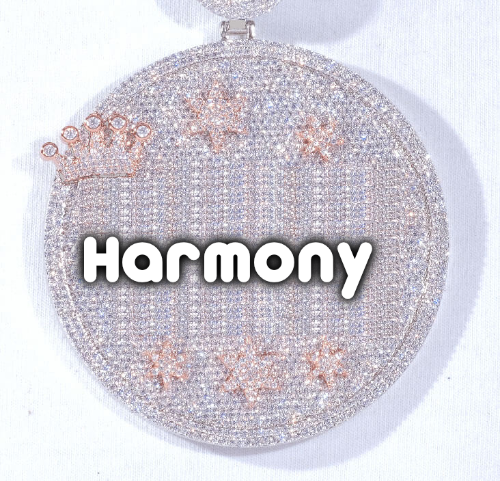 CUSTOM LETTER NECKLACE 3D BIG CROWN DISC