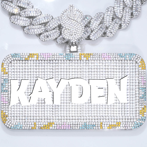 CUSTOM LETTER NECKLACE 3D COLORFUL SQUARE