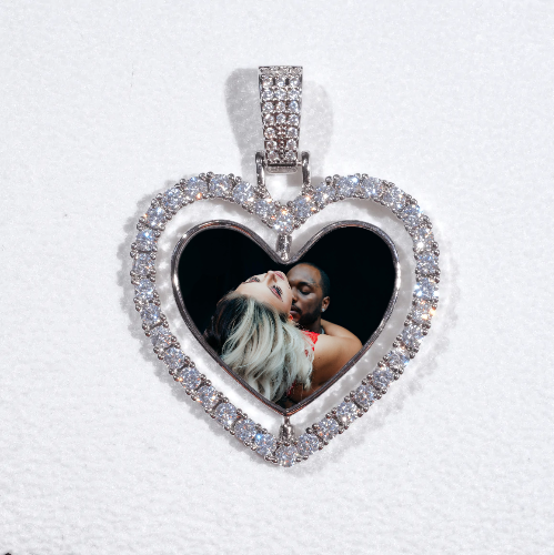 3D Spinning 2-Faced Heart Custom Picture Pendant