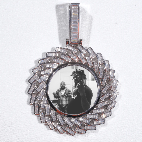 Large 3D Baguette Custom Picture Pendant