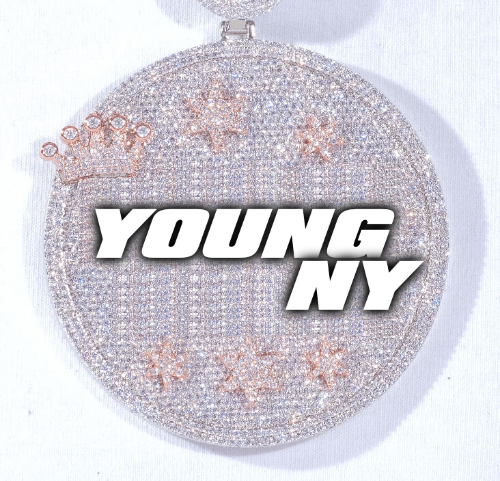 CUSTOM LETTER NECKLACE 3D BIG CROWN DISC
