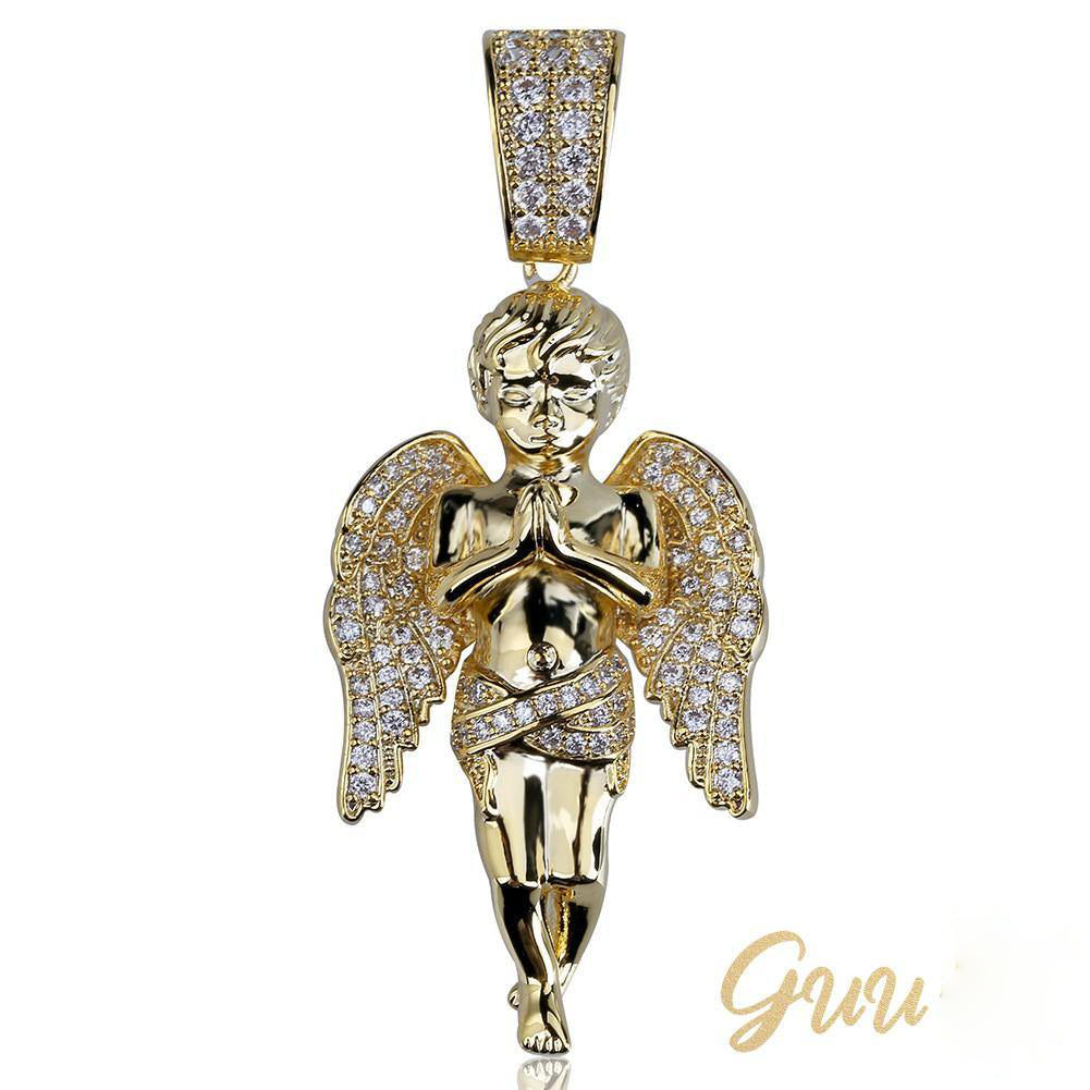 18k Gold-Plated 21mm AAA CZ Angel Pendant # Punk Rapper Chain - The GUU Shop