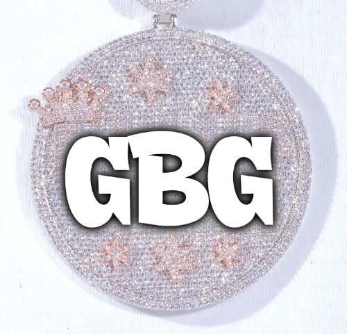 CUSTOM LETTER NECKLACE 3D BIG CROWN DISC