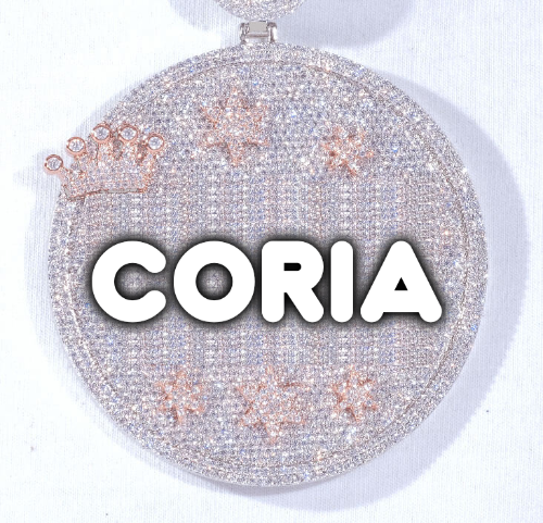 CUSTOM LETTER NECKLACE 3D BIG CROWN DISC