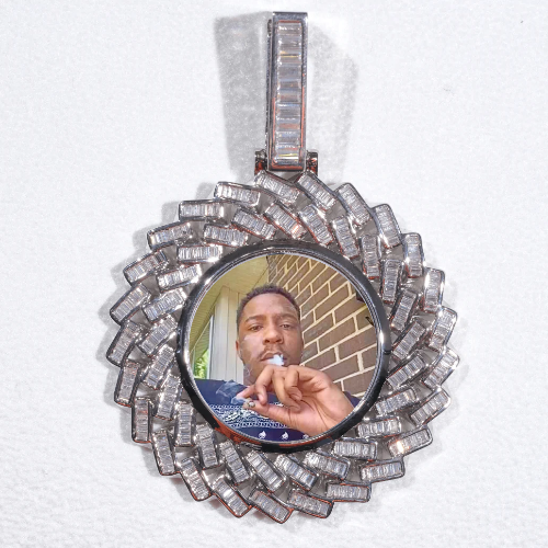 Large 3D Baguette Custom Picture Pendant