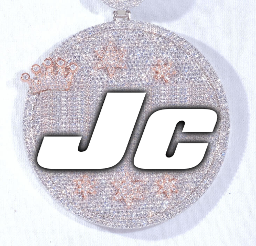 CUSTOM LETTER NECKLACE 3D BIG CROWN DISC