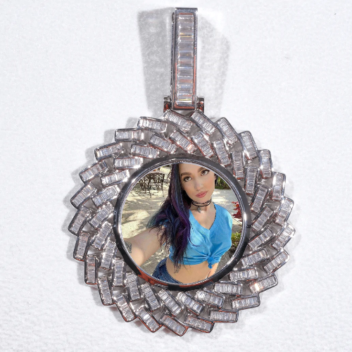 Large 3D Baguette Custom Picture Pendant