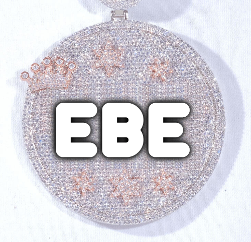 CUSTOM LETTER NECKLACE 3D BIG CROWN DISC