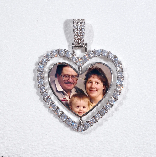 3D Spinning 2-Faced Heart Custom Picture Pendant